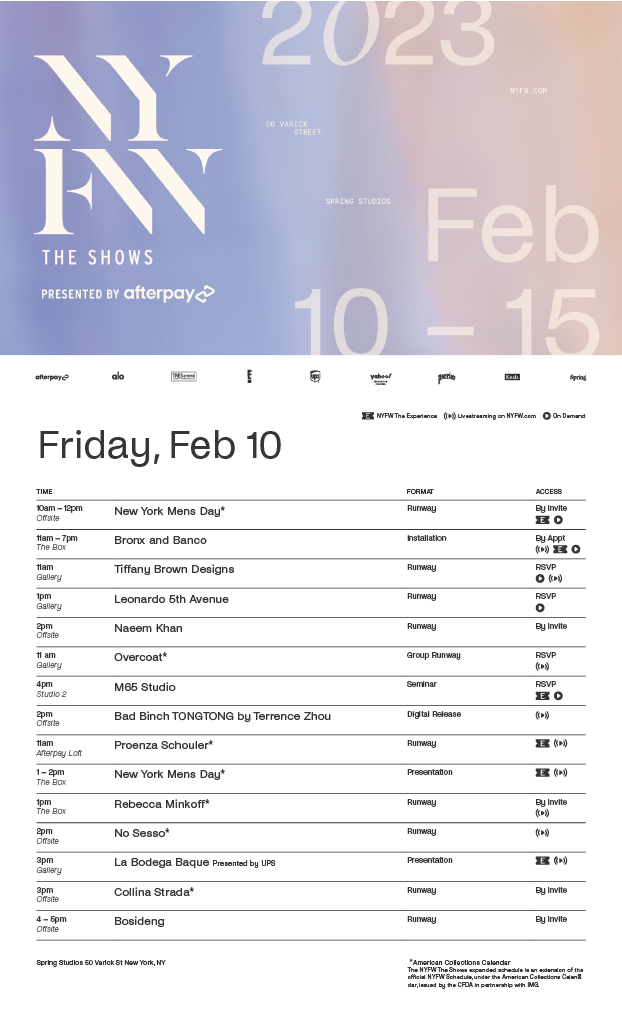 New York Fashion Week Schedule - NYFW - February 2023