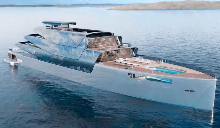 The first 88-meter 3D-printed Pegasus superyacht designed by Jozeph Forakis is virtually invisible