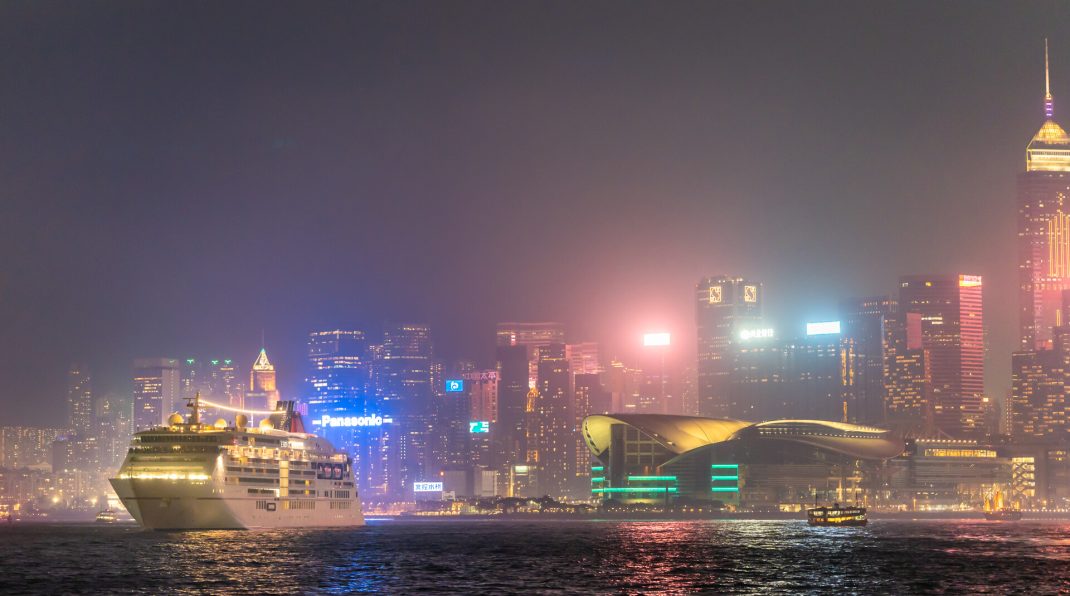 Cruise ship at Hong Kong Victoria Harbour