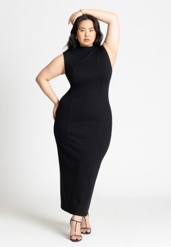 Mock Neck Stich Detail Dress