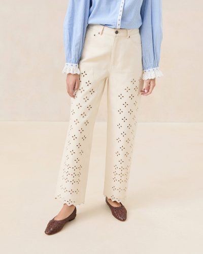 Demi Natural Embroidered Pant