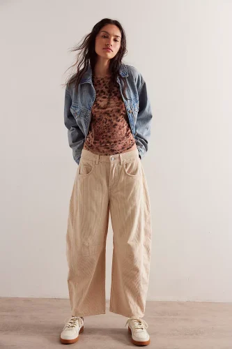 We The Free Good Luck Mid-Rise Cord Barrel Jeans