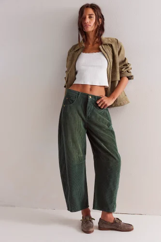 We The Free Good Luck Mid-Rise Cord Barrel Jeans