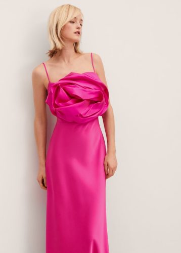 Satin maxi-flower dress