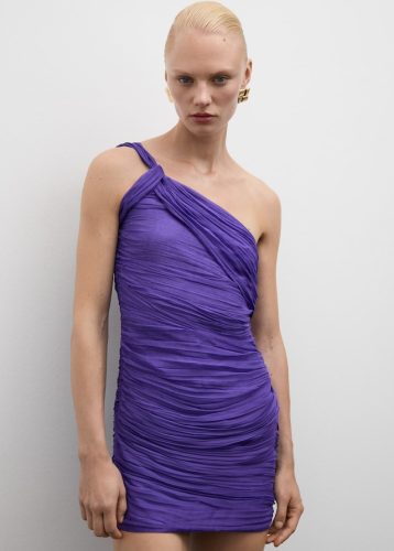 Short asymmetrical draped dress