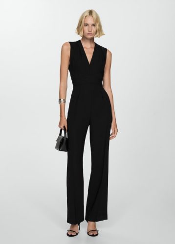 Long jumpsuit with crossover detail