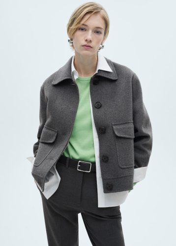 Pocketed wool-blend jacket