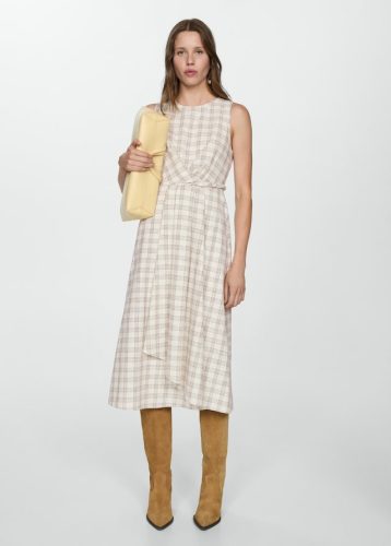 Check-print midi-dress