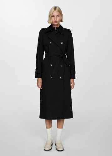 Double-breasted cotton trench coat