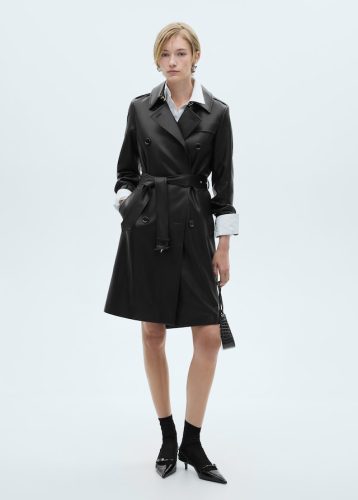 Leather-effect trench coat