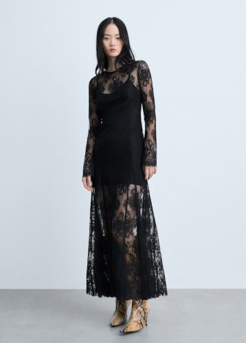 Semi-transparent lace long dress