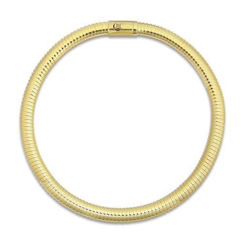 LUXE by Italia D'Oro Hollow Tubogas Necklace 18K Yellow Gold 18" 10.0mm