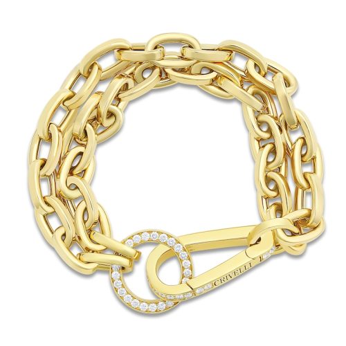 Crivelli Diamond Link Bracelet 1-3/4 ct tw Round 18K Yellow Gold