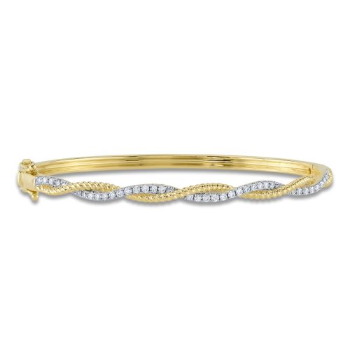 Shy Creation Diamond Rope Twist Bangle Bracelet 1/2 ct tw 14K Yellow Gold