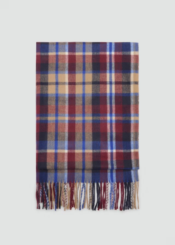 Checkered scarf with fringed ends