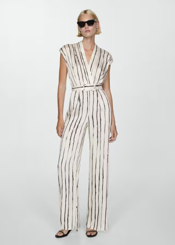 Satin stripes jumpsuit