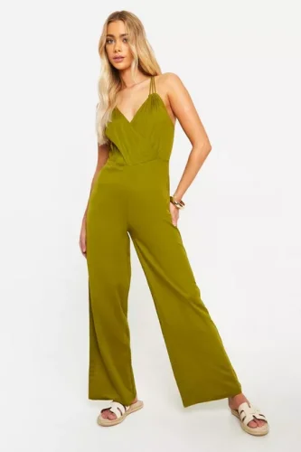 Linen Look Strappy Ring Detail Jumpsuit