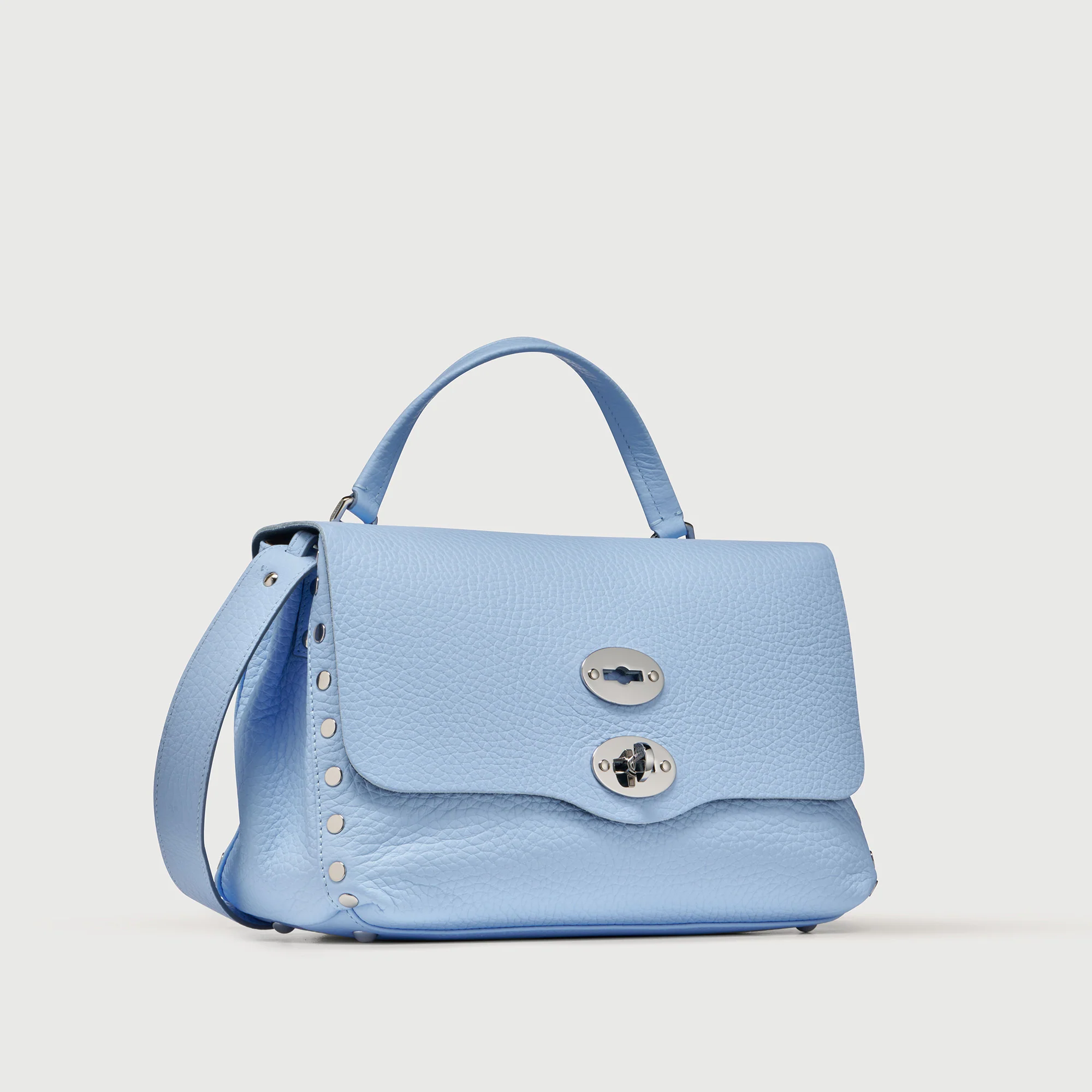 POSTINA® SMALL BAG IN HAMMERED LEATHER BLUE SALENTO