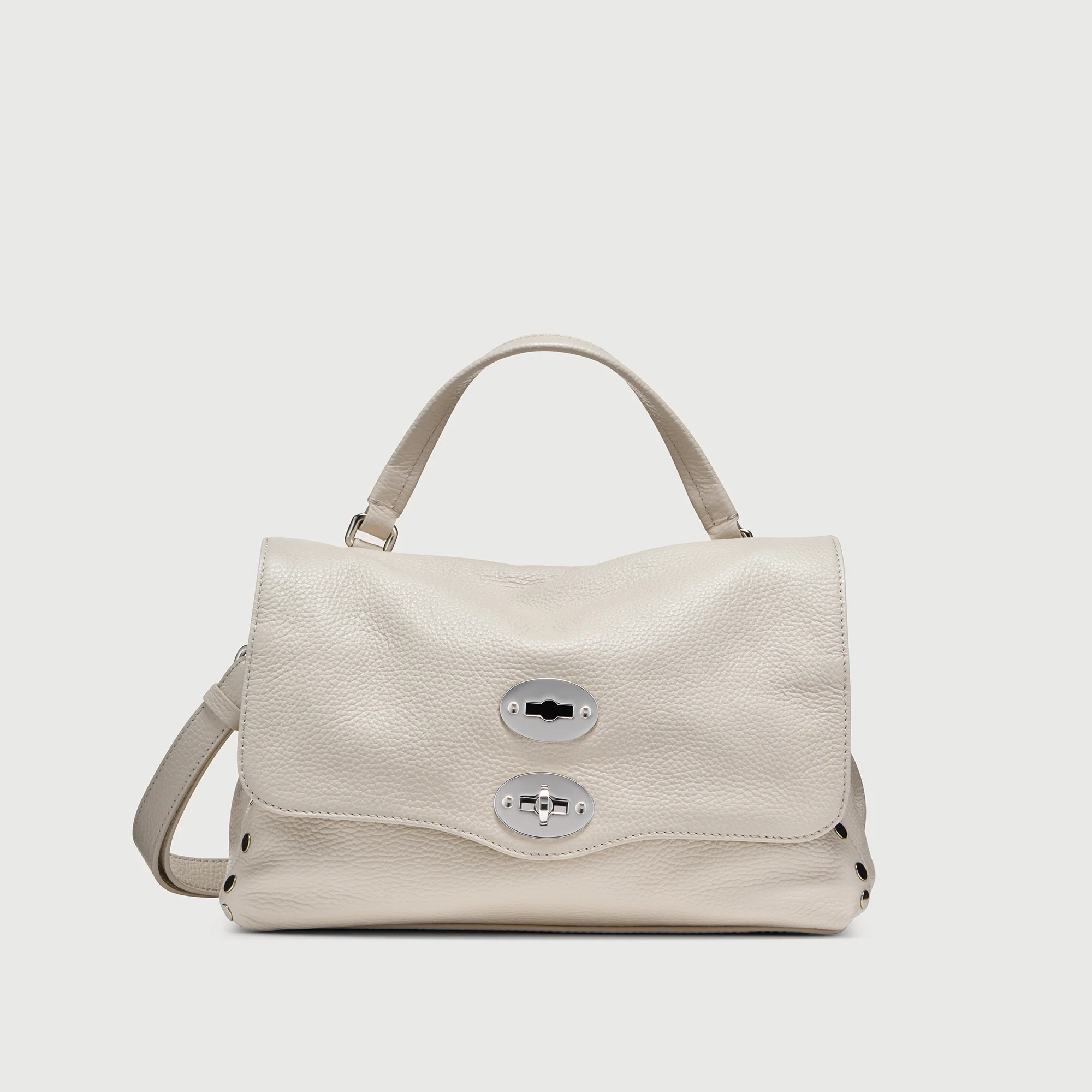 POSTINA® SMALL BAG IN HAMMERED LEATHER WHITE BIANCHETTO