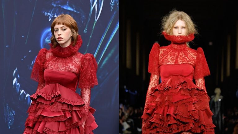 Lily Newmark veste McQueen no evento 'Alien Earth'