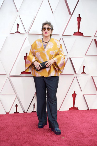 Oscar nominee Elizabeth Keenan arrives on the red carpet of The 93rd Oscars at Union Station in Los Angeles, CA on Sunday, April 25, 2021.