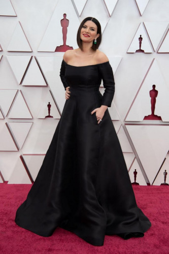 Oscar nominee Laura Pausini arrives on the red carpet of The 93rd Oscars at Union Station in Los Angeles, CA on Sunday, April 25, 2021.