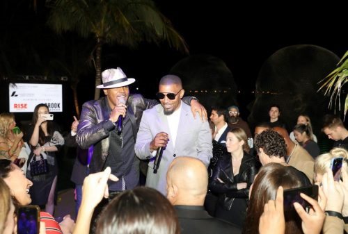 Kevin Lyttle and Jamie Foxx attend 2020 Big Game Big Give at Star Island on February 01, 2020 in Miami, Florida. 