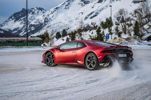 Lamborghini Super Sports Cars in Winter Drive