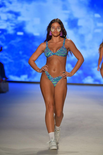 Madison Culver and Sofia Jamora walks for ONEONE Swimwear at PARAISO Miami Beach